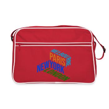 Tennis Shirt Melbourne, London, Paris, New York - Retro Bag - red/white - Front