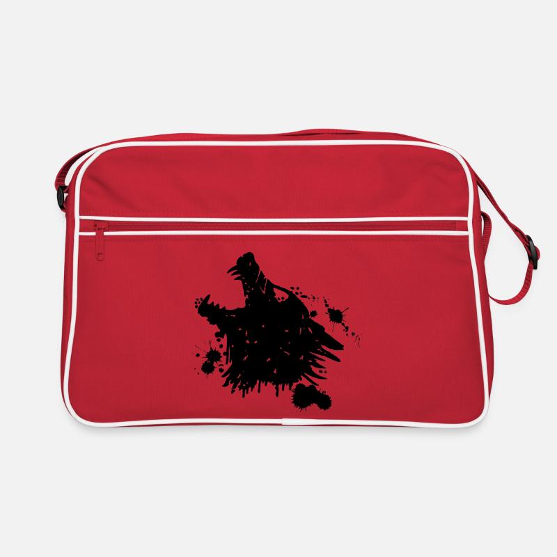 Heulender schwarzer Wolf Retro Tasche