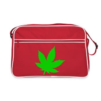 Green Leaf Silhouette - Retro Bag - red/white - Front