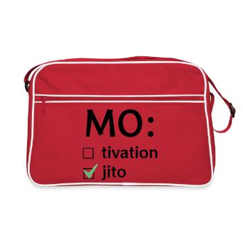 Motivation oder Mojito - Retro Tasche - Rot/Weiß - Vorne