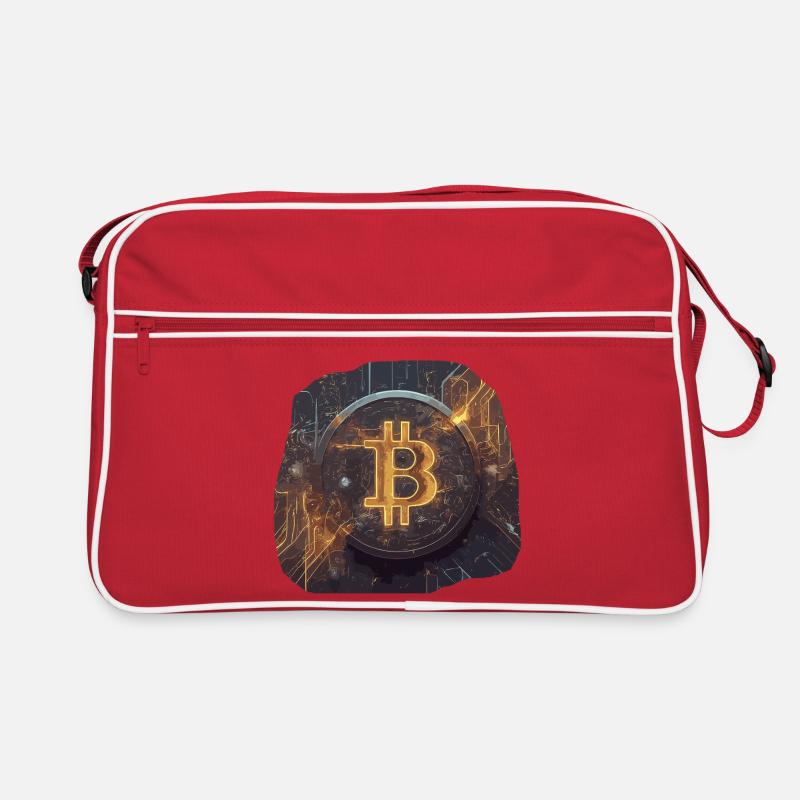 Glowing Bitcoin Artwork Crypto Retro Bag