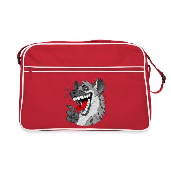 Lachende Hyäne Cartoon - Retro Tasche - Rot/Weiß - Vorne