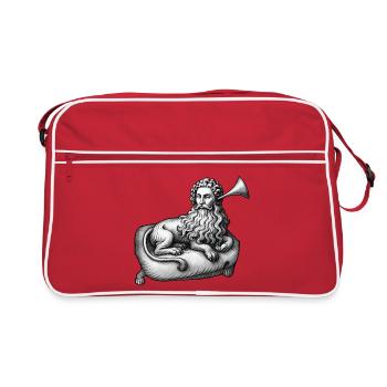 DEAF LION MAN - black & white - Sac Retro - rouge/blanc - Devant