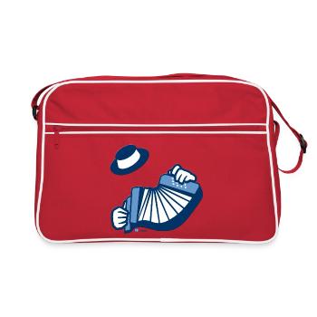 Blue accordion on a cheerful background - Retro Bag - red/white - Front