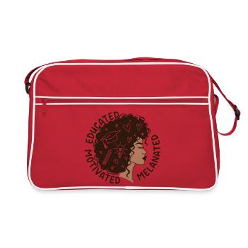 Gebildete, motivierte melanisierte Frau - Retro Tasche - Rot/Weiß - Vorne