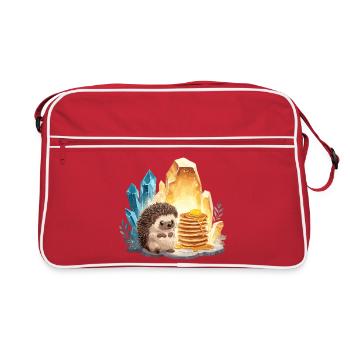 Hedgehog with pancakes in crystal cave - Retro Bag - red/white - Front