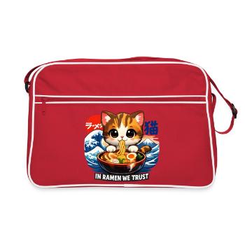 On a confiance en un chat dans le ramen - Sac Retro - rouge/blanc - Devant