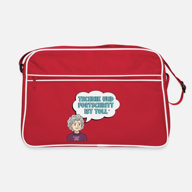 Technikliebe mit Oma Comic Retro Tasche