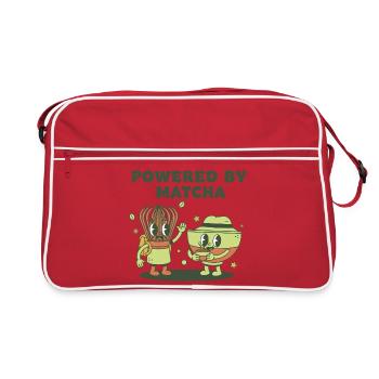 Powered By Matcha Green Tea Funny Matcha Lover - Retro Bag - red/white - Front