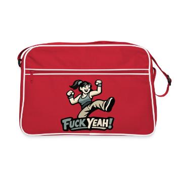 Motivierte Frau / Mädchen "Fuck Yeah" - Sac Retro - rouge/blanc - Devant
