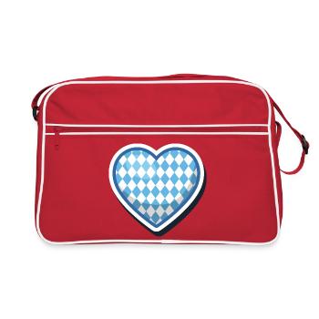 Cœur de supporter du Bayern en motif de cœur en diamant bleu blanc de Bavière - Sac Retro - rouge/blanc - Devant