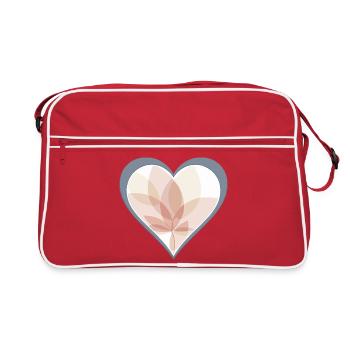 Pastel heart with leaf overlay - Retro Bag - red/white - Front