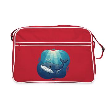 Oceanic whale in sunlight - Retro Bag - red/white - Front