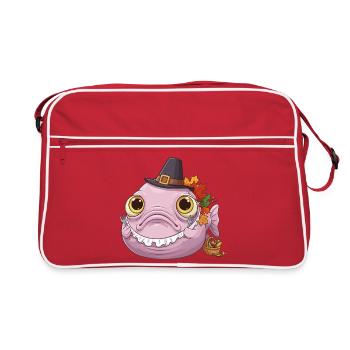Lustiger Blobfisch - Herbst und Erntedank - Retro Tasche - Rot/Weiß - Vorne