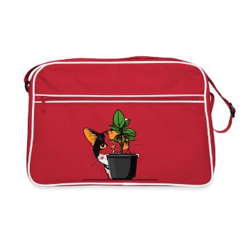 Portrait de plante féline - Sac Retro - rouge/blanc - Devant