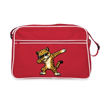 Dabbing Gepard Cheetah Leopard Design - Retro Bag - red/white - Front