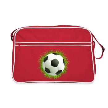 Üppige Gras-Fußballkunst - Retro Tasche - Rot/Weiß - Vorne