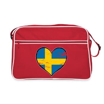 Sweden heart flag used - Retro Bag - red/white - Front