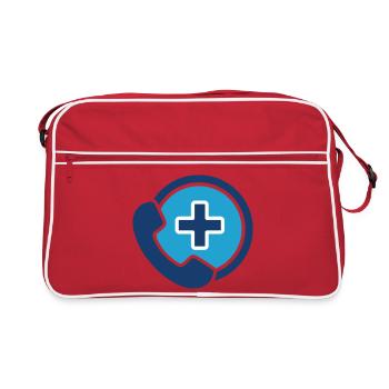 Medical Support Line Icon Healthcare Phone Vector  - Retro Bag - red/white - Front