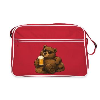 Ours à bière avec des lunettes de soleil - Sac Retro - rouge/blanc - Devant