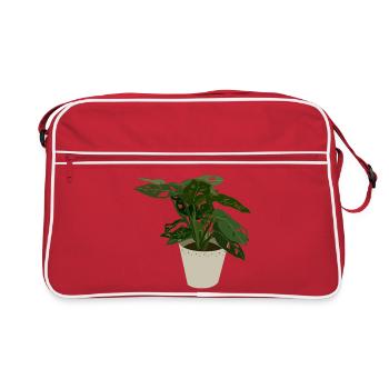 Monstera Monkey Leaf - Retro Tasche - Rot/Weiß - Vorne