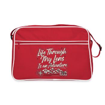 Travel Photographer Life Through My Lens Cameraman - Retro Tasche - Rot/Weiß - Vorne