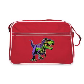 Dinosaurier - Retro Tasche - Rot/Weiß - Vorne