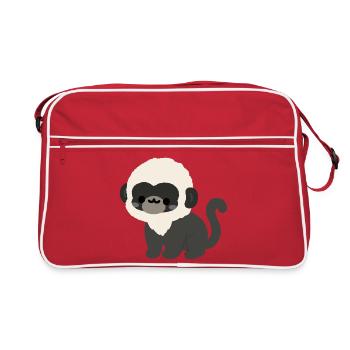 Douc Langur Affe - Retro Tasche - Rot/Weiß - Vorne