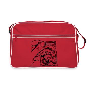 Fischersucht – Fischfisch-Angelausrüstungsbeutel - Retro Tasche - Rot/Weiß - Vorne