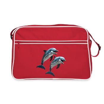 Delfine - Retro Tasche - Rot/Weiß - Vorne