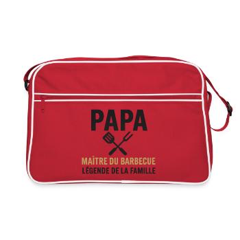 Papa Maître BBQ Légende Famille - Sac Retro - rouge/blanc - Devant