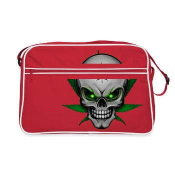 Hanf Totenkopf 003 - Retro Tasche - Rot/Weiß - Vorne