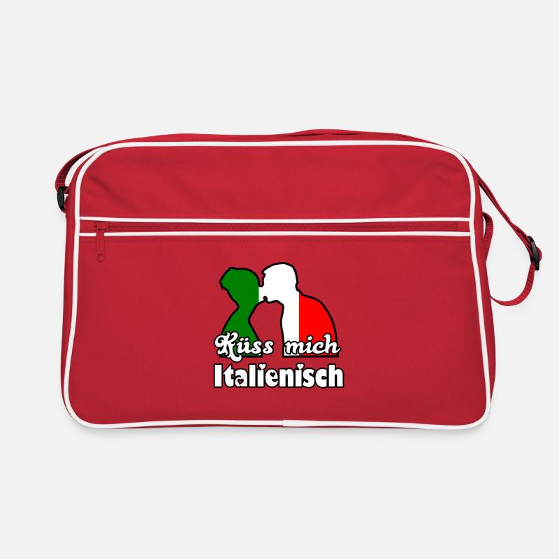 Küss mich Italienisch Geschenk - Retro Tasche - Rot/Weiß