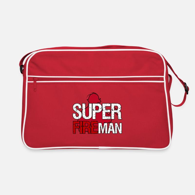 Super Fireman Feuerwehr Feuerwehrmann Geschenk - Retro Tasche - Rot/Weiß