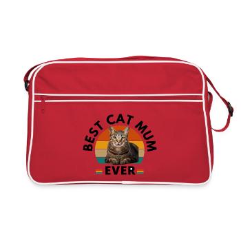 BEST CAT MUM EVER - Retro Bag - red/white - Front