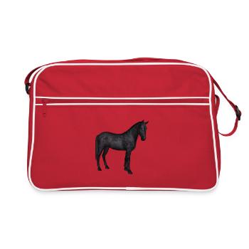 Eleganter Grauer Araber auf Dunklem Fundament - Retro Tasche - Rot/Weiß - Vorne