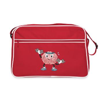 Gehirn im Fitnessstudio - Retro Tasche - Rot/Weiß - Vorne