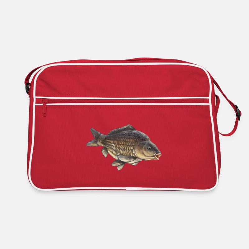 Conception courante de la pêche à la carpe Carpe réaliste - Sac Retro - rouge/blanc