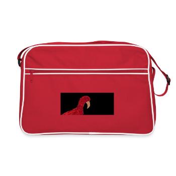 Red parrot on black background - Retro Bag - red/white - Front