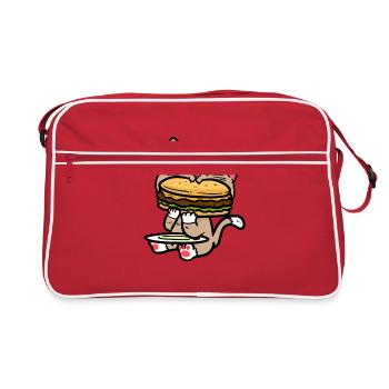 chat mignon château cheeseburger fast food faim - Sac Retro - rouge/blanc - Devant