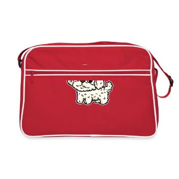 SHIHTZU Hunde Baby Rassehund Hunderasse - Retro Tasche - Rot/Weiß - Vorne