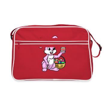 Pink Easter Bunny Egg Easter Bunny Painting Child Easter Eggs - Retro Bag - red/white - Front