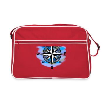 Wind rose compass maritime seafaring - Retro Bag - red/white - Front