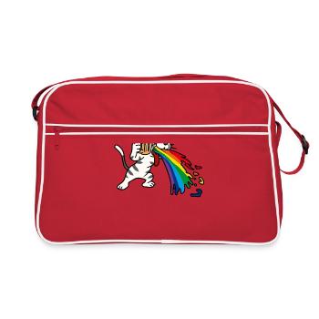 Party Feiern Bier kotzen Alkoholiker Säufer Rausch - Retro Tasche - Rot/Weiß - Vorne