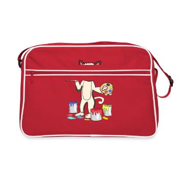 Artiste Peintre Peinture Chat Enfants Art Couleurs - Sac Retro - rouge/blanc - Devant