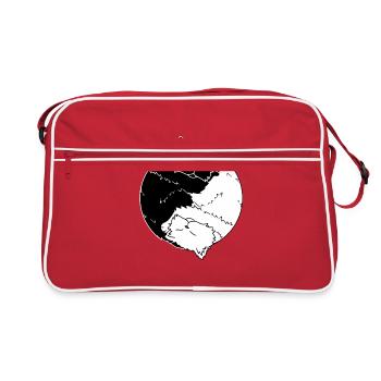 Cat Ying Yang Katezen Kitten - Retro Bag - red/white - Front