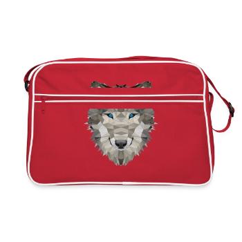 Polygon Wolf Wölfe Wildnis Wildtiere Tiere - Retro Tasche - Rot/Weiß - Vorne