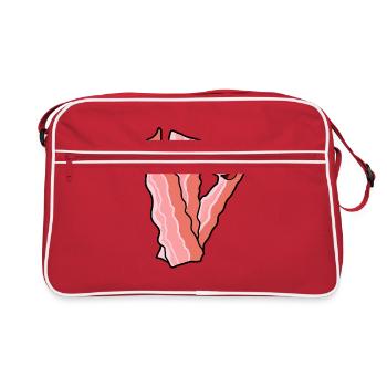 Speck Schinken Schweinefleisch Speise Nahrung - Retro Tasche - Rot/Weiß - Vorne