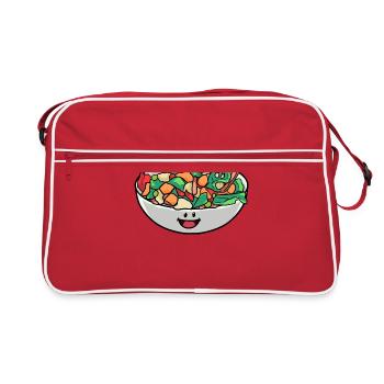 Végétalien Végétalien Salade végétalienne Nourriture saine Faim - Sac Retro - rouge/blanc - Devant