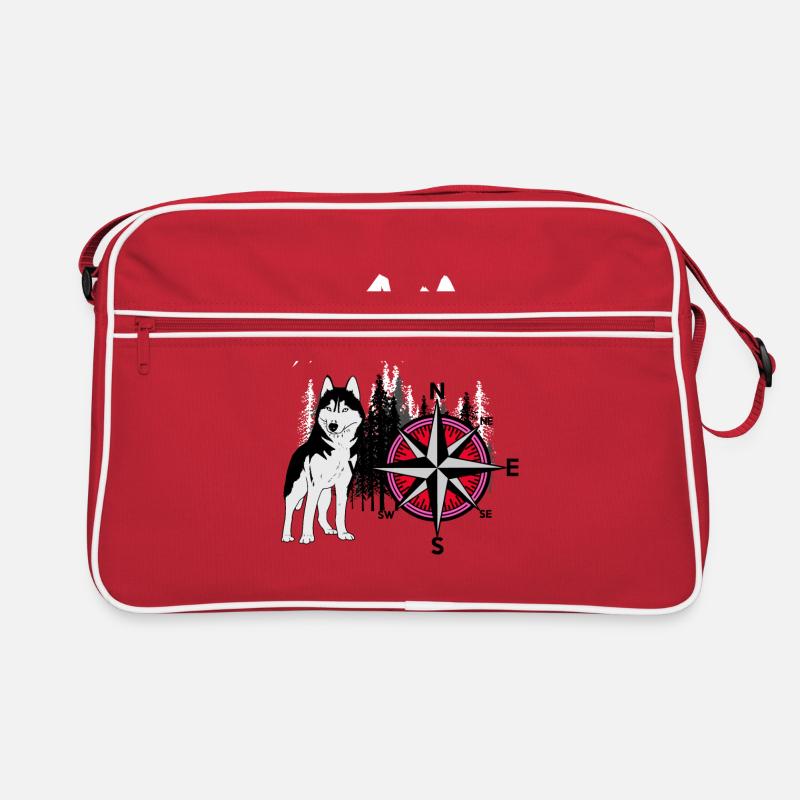 Nature Wilderness Chiens Husky Compass Windrose Sac Retro